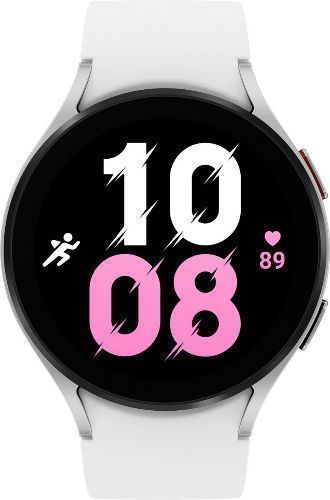 Samsung Galaxy Watch5 (Bluetooth + LTE) - 16GB - 44mm - Silver Aluminum Case with White Fluoroelastomer Sport Band by Samsung - Refurbished - Premium condition - US$151.94