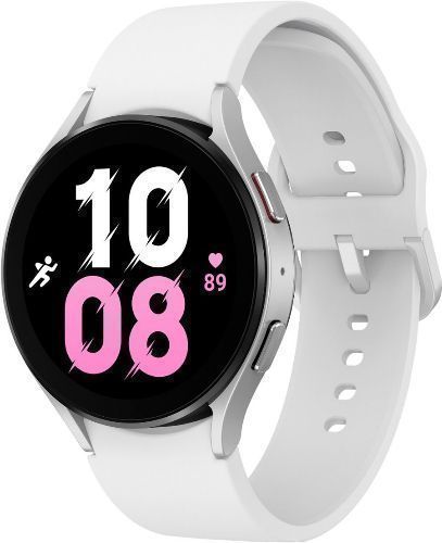 Samsung Galaxy Watch5 (Bluetooth + LTE) - 16GB - 44mm - Silver Aluminum Case with White Fluoroelastomer Sport Band by Samsung - Image 2