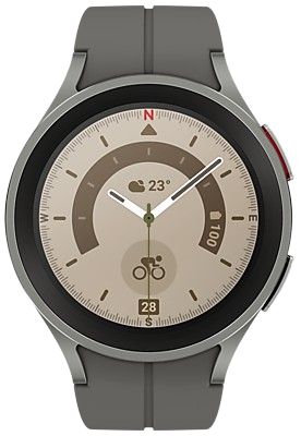 Samsung Galaxy Watch5 Pro (Bluetooth) - 16GB - 45mm - Gray Titanium Titanium Case with Gray Titanium Silicone by Samsung - Refurbished - Very Good condition - CA$167.49