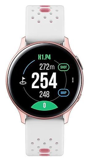 Samsung Galaxy Watch Active2 Golf Edition - 4GB - 40mm - Pink Gold Aluminum Case with White Fluoroelastomer Fluoroelastomer Strap by Samsung - Refurbished - Very Good condition - US$116.99