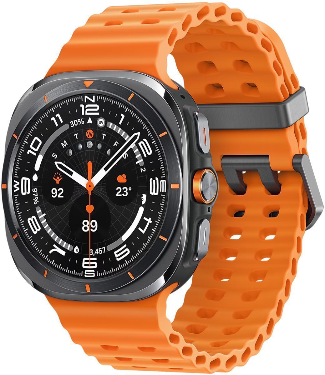 Galaxy Watch Ultra (2024) (Bluetooth + LTE) - 32GB - 47mm - Titanium Gray Titanium Case with Orange Silicone Marine Band by Samsung - Image 2