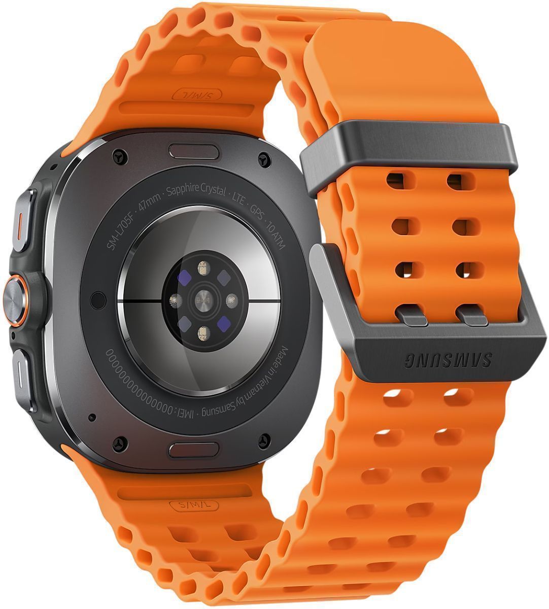 Galaxy Watch Ultra (2024) (Bluetooth + LTE) - 32GB - 47mm - Titanium Gray Titanium Case with Orange Silicone Marine Band by Samsung - Image 4