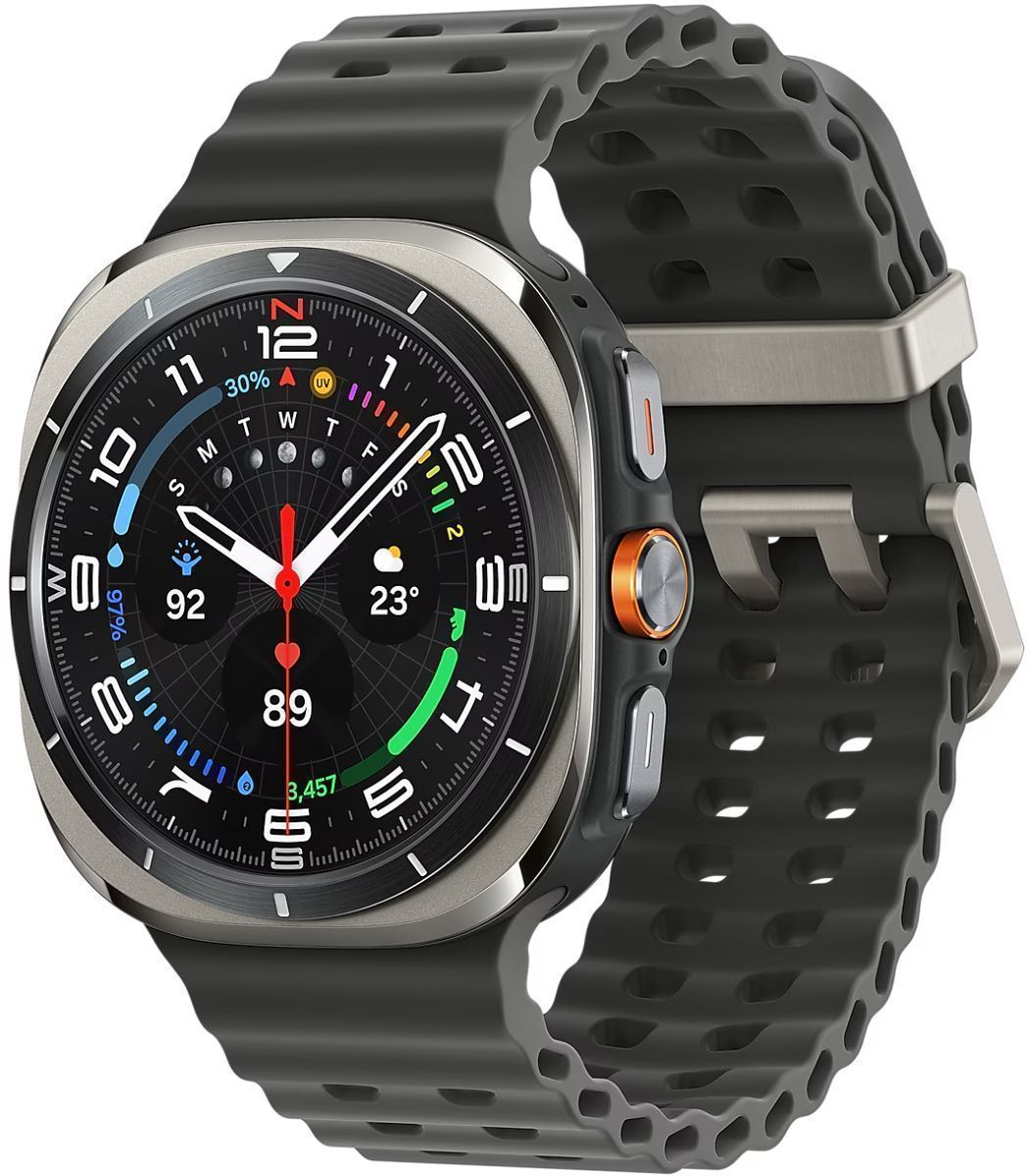 Galaxy Watch Ultra (2024) (Bluetooth + LTE) - 32GB - 47mm - Titanium Silver Titanium Case with Dark Grey Silicone Marine Band by Samsung - Image 2