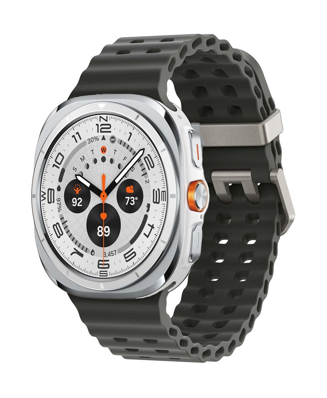 Galaxy Watch Ultra (2024) (Bluetooth + LTE) - 32GB - 47mm - Titanium White Titanium Case with Black Silicone Marine Band by Samsung - Refurbished - Good condition - US$302.99