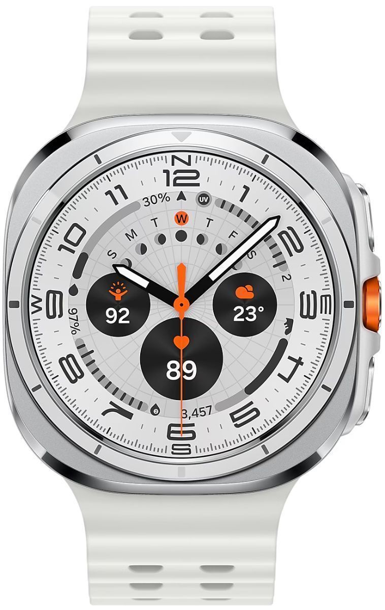 Galaxy Watch Ultra (2024) (Bluetooth + LTE) - 32GB - 47mm - Titanium White Titanium Case with White Silicone Marine Band by Samsung - Refurbished - Like New condition - CA$704.98