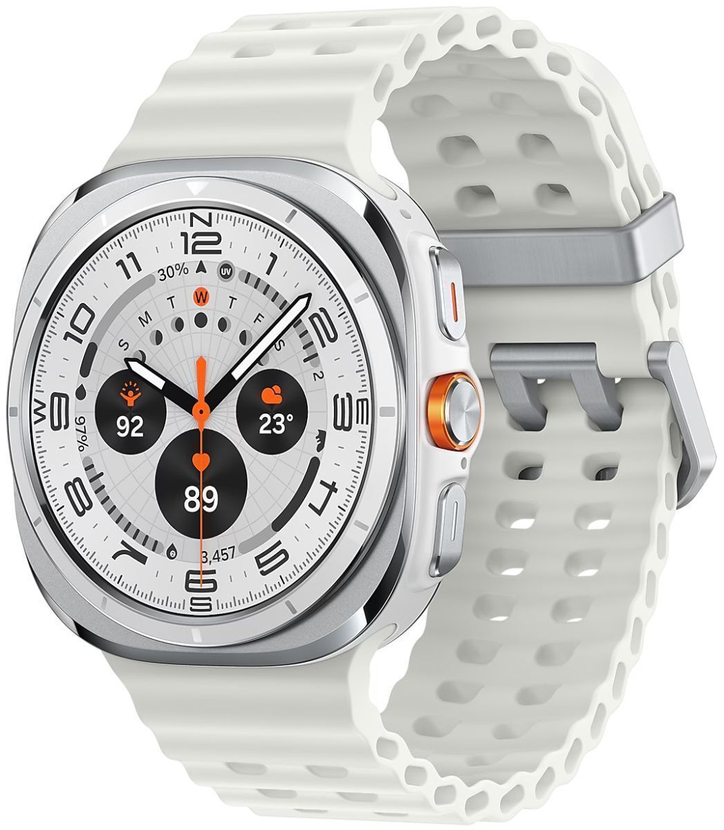 Galaxy Watch Ultra (2024) (Bluetooth + LTE) - 32GB - 47mm - Titanium White Titanium Case with White Silicone Marine Band by Samsung - Image 2