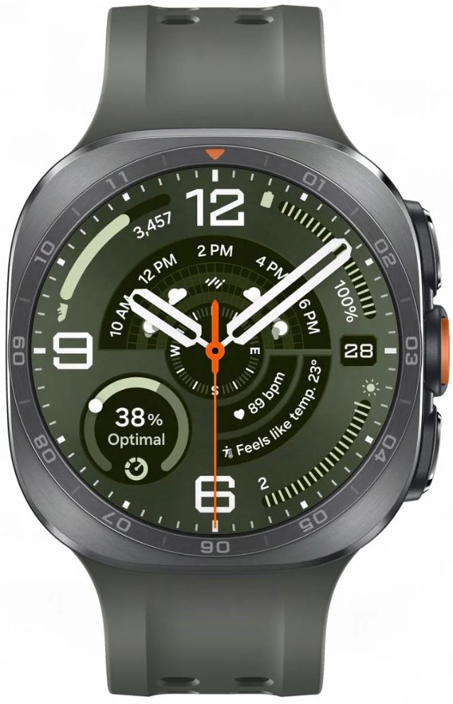 Galaxy Watch Ultra2 (Bluetooth + LTE) - 64GB - 47mm - Titanium Silver Titanium Case with Olive HNBR + Nylon Fabric Marine Band - S/M/L Size by Samsung - Refurbished - Like New condition - US$10007.99