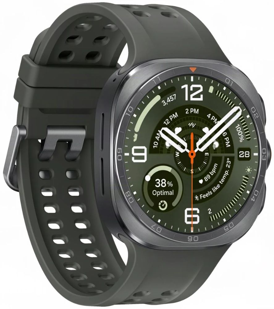 Galaxy Watch Ultra2 (Bluetooth + LTE) - 64GB - 47mm - Titanium Silver Titanium Case with Olive HNBR + Nylon Fabric Marine Band - S/M/L Size by Samsung - Refurbished - Like New condition - Image 3