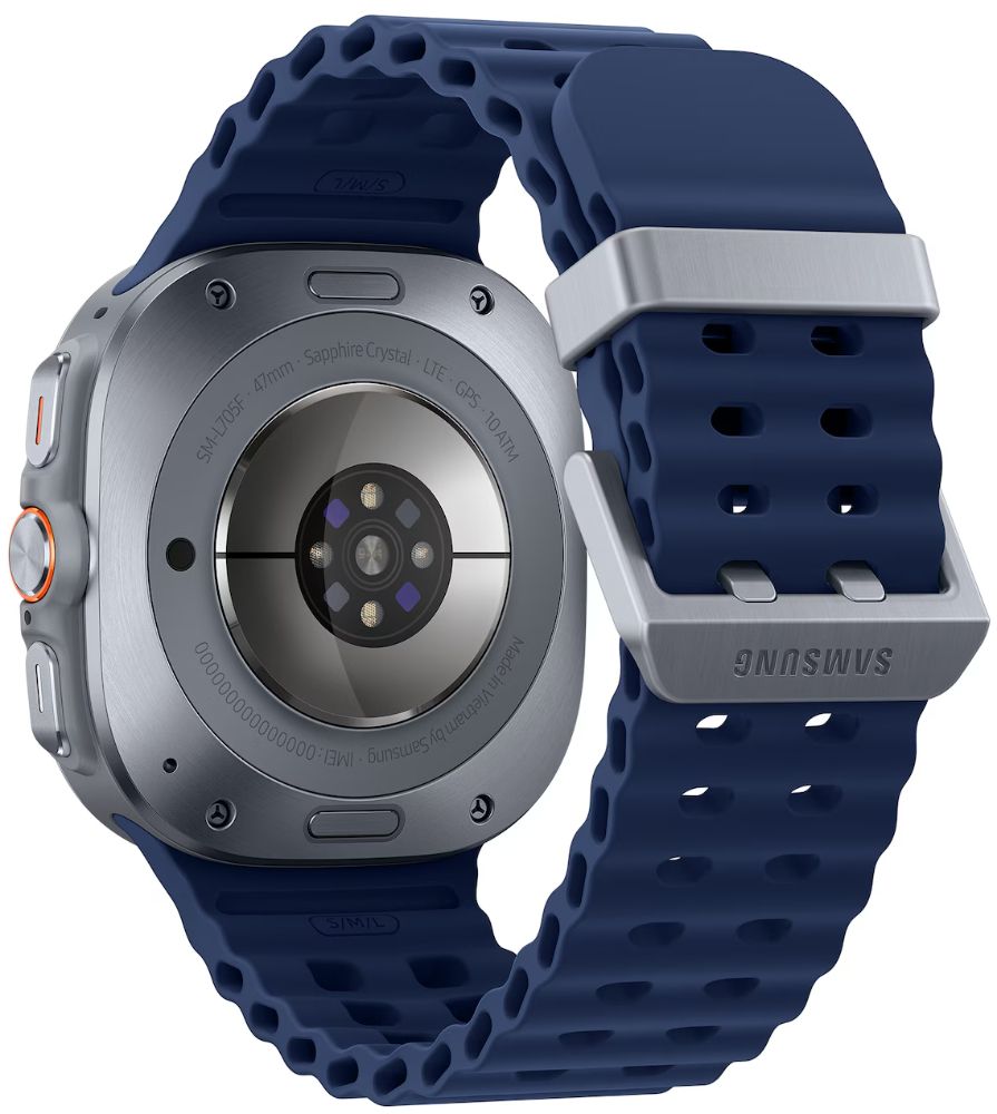 Galaxy Watch Ultra (2025) (Bluetooth + LTE) - 64GB - 47mm - Titanium Blue Titanium Case with Blue Hydrogenated Nitrile Butadiene Rubber Marine Band - S/M/L Size by Samsung - Image 4