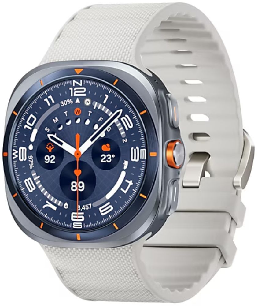 Galaxy Watch Ultra (2025) (Bluetooth + LTE) - 64GB - 47mm - Titanium Blue Titanium Case with White Sand Hydrogenated Nitrile Butadiene Rubber PeakForm Band - S/M/L Size by Samsung - Refurbished - Like New condition - Image 2