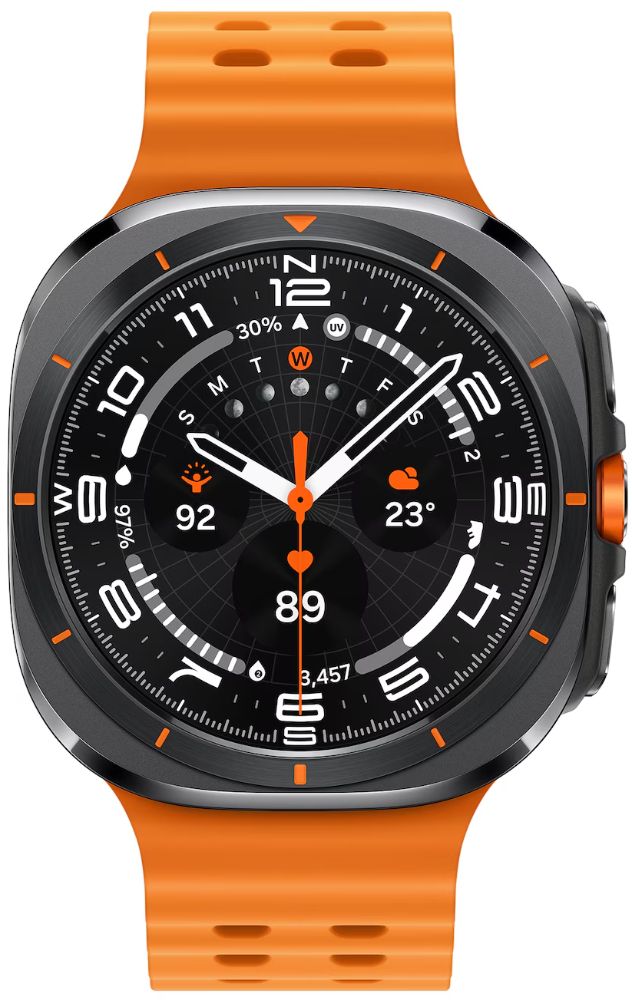 Galaxy Watch Ultra (2025) (Bluetooth + LTE) - 64GB - 47mm - Titanium Gray Titanium Case with Orange Hydrogenated Nitrile Butadiene Rubber Marine Band - S/M/L Size by Samsung - Refurbished - Good condition - US$281.99