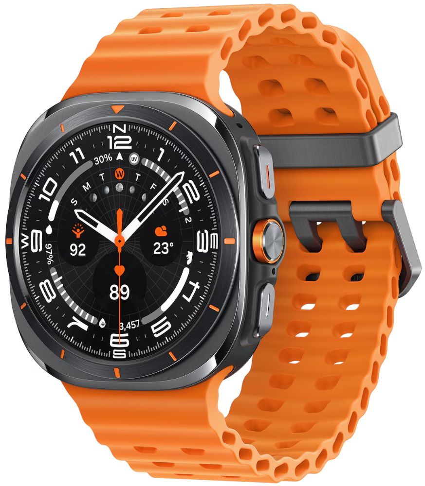 Galaxy Watch Ultra (2025) (Bluetooth + LTE) - 64GB - 47mm - Titanium Gray Titanium Case with Orange Hydrogenated Nitrile Butadiene Rubber Marine Band - S/M/L Size by Samsung - Refurbished - Good condition - Image 2
