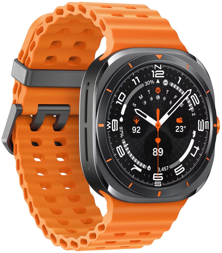Galaxy Watch Ultra (2025) (Bluetooth + LTE) - 64GB - 47mm - Titanium Gray Titanium Case with Orange Hydrogenated Nitrile Butadiene Rubber Marine Band - S/M/L Size by Samsung - Refurbished - Good condition - Image 3