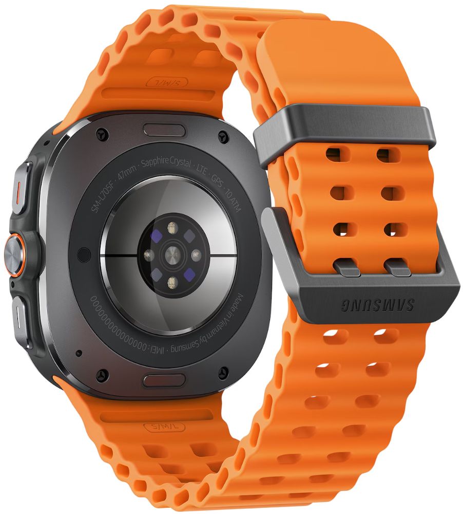 Galaxy Watch Ultra (2025) (Bluetooth + LTE) - 64GB - 47mm - Titanium Gray Titanium Case with Orange Hydrogenated Nitrile Butadiene Rubber Marine Band - S/M/L Size by Samsung - Refurbished - Good condition - Image 4