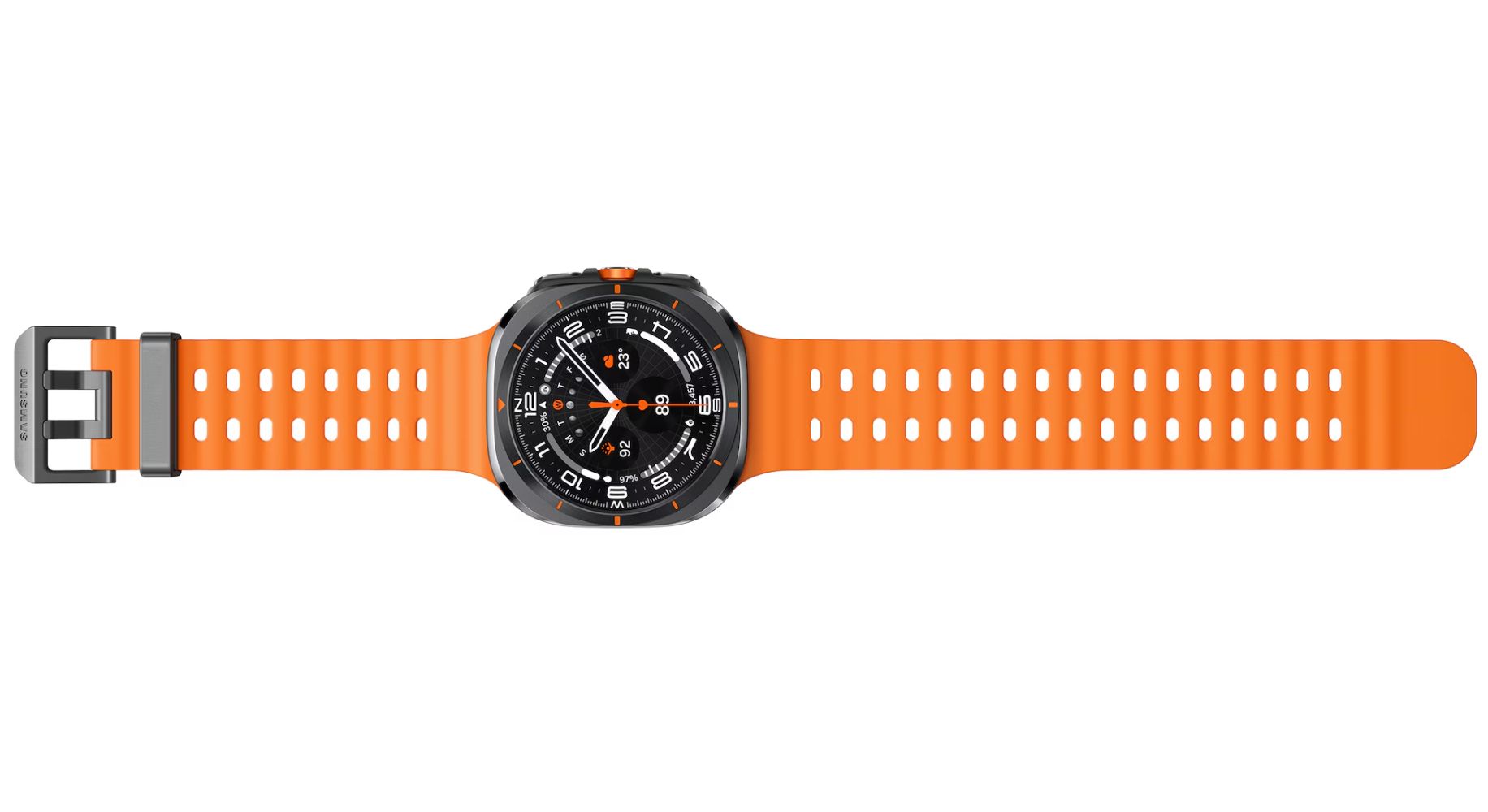 Galaxy Watch Ultra (2025) (Bluetooth + LTE) - 64GB - 47mm - Titanium Gray Titanium Case with Orange Hydrogenated Nitrile Butadiene Rubber Marine Band - S/M/L Size by Samsung - Refurbished - Good condition - Image 6