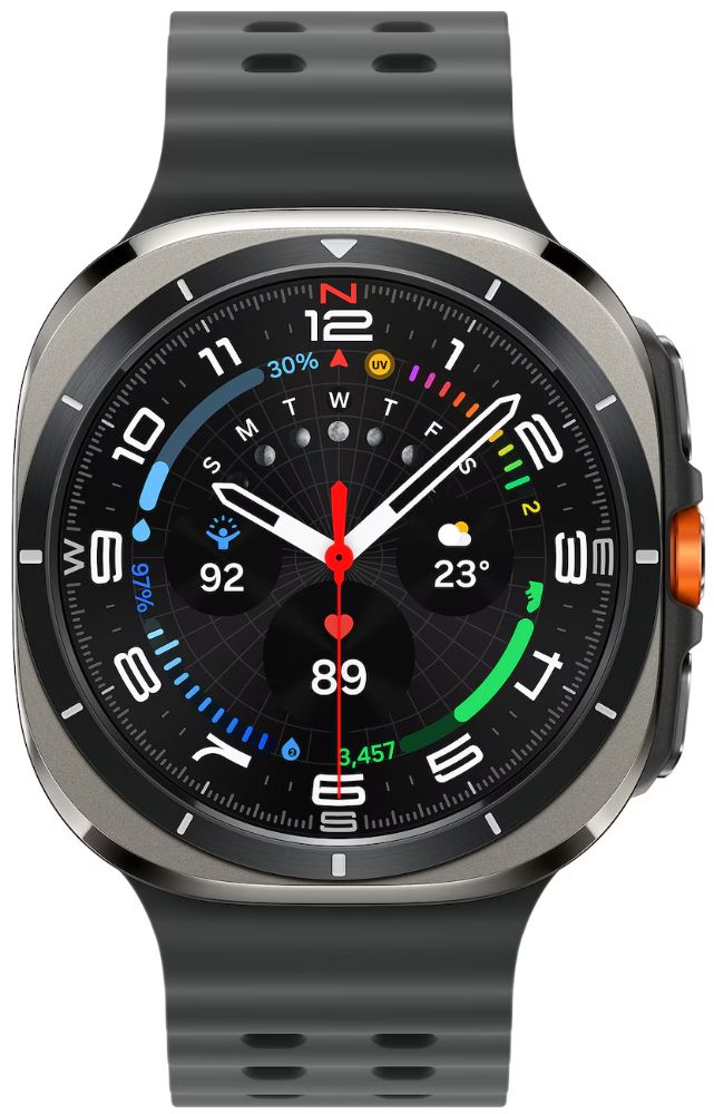 Galaxy Watch Ultra (2025) (Bluetooth + LTE) - 64GB - 47mm - Titanium Silver Titanium Case with Dark Gray Hydrogenated Nitrile Butadiene Rubber Marine Band - S/M/L Size by Samsung - Refurbished - Good condition - US$233.44