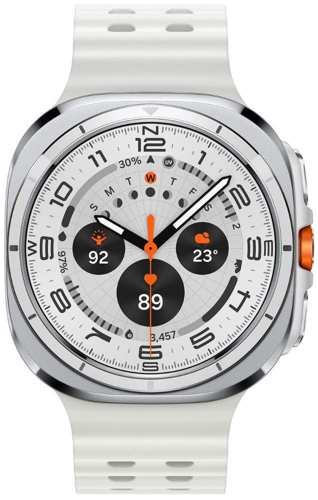 Galaxy Watch Ultra (2025) (Bluetooth + LTE) - 64GB - 47mm - Titanium White Titanium Case with White Hydrogenated Nitrile Butadiene Rubber Marine Band - S/M/L Size by Samsung - Refurbished - Good condition - US$303.97