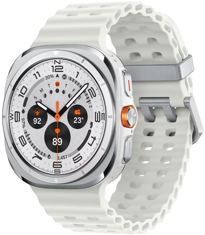 Galaxy Watch Ultra (2025) (Bluetooth + LTE) - 64GB - 47mm - Titanium White Titanium Case with White Hydrogenated Nitrile Butadiene Rubber Marine Band - S/M/L Size by Samsung - Refurbished - Good condition - Image 2