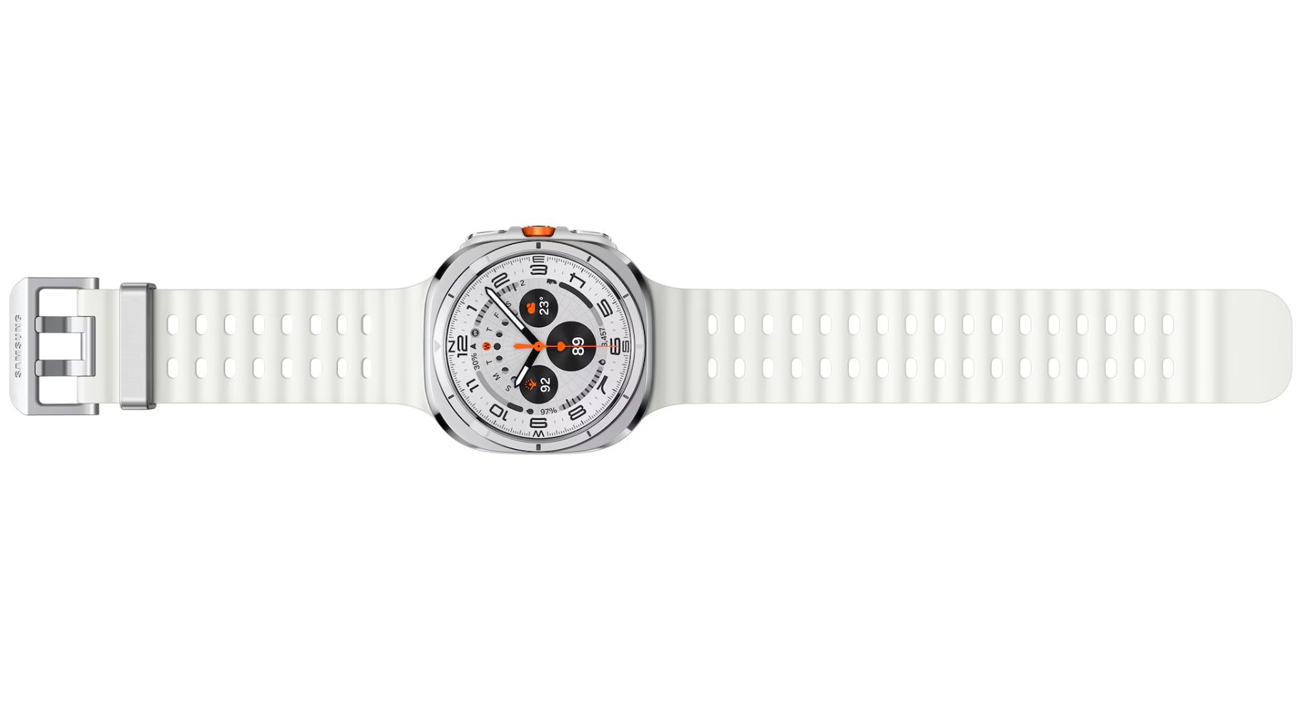 Galaxy Watch Ultra (2025) (Bluetooth + LTE) - 64GB - 47mm - Titanium White Titanium Case with White Hydrogenated Nitrile Butadiene Rubber Marine Band - S/M/L Size by Samsung - Refurbished - Good condition - Image 6