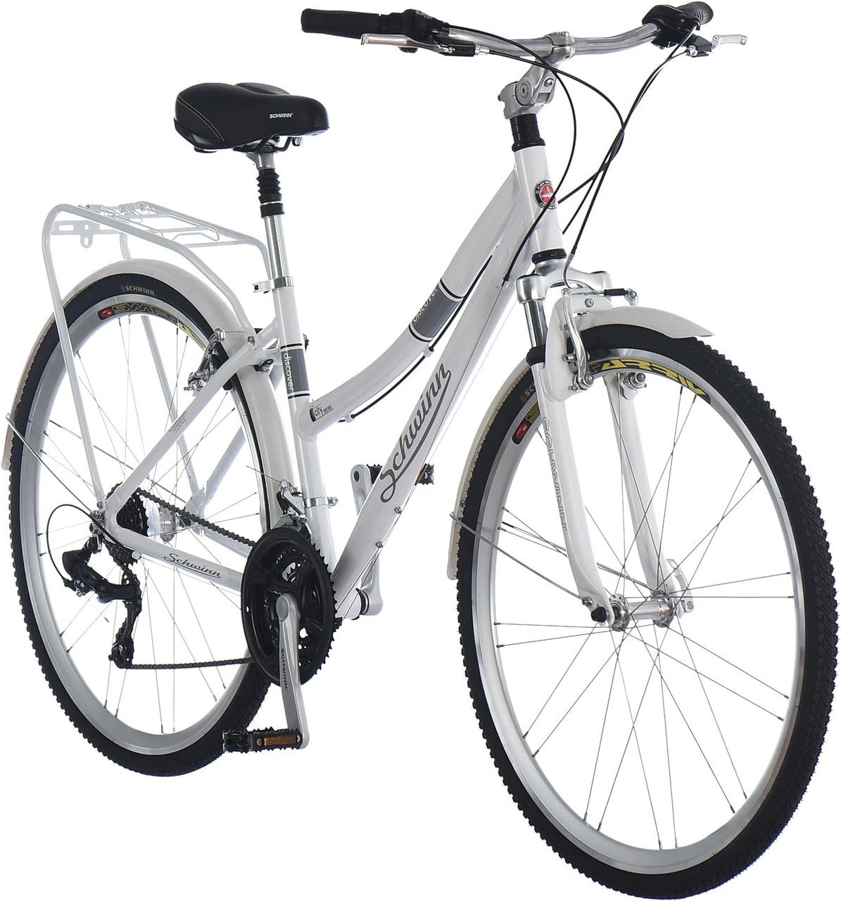 Schwinn S7913AZ Discover Hybrid Bike Rear Cargo Rack - White by Schwinn - Image 2