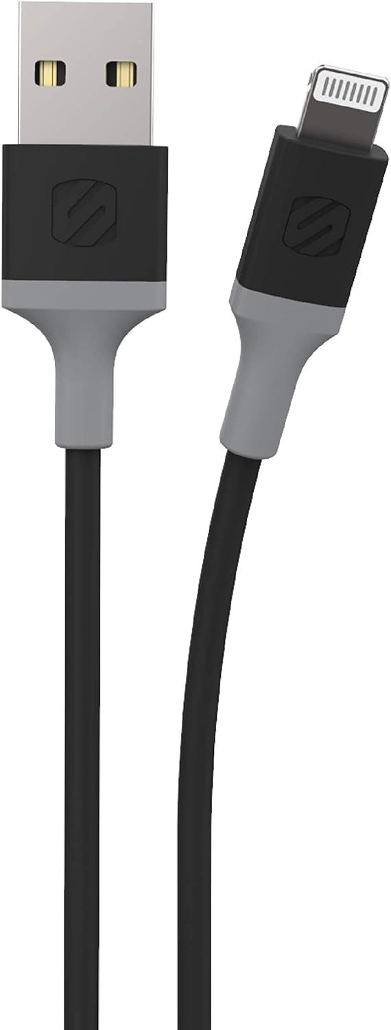 Scosche Strikeline USB-A to Apple Lightning Charge & Sync Cable - Black/Grey by Scosche - Refurbished - Good condition - US$13.43