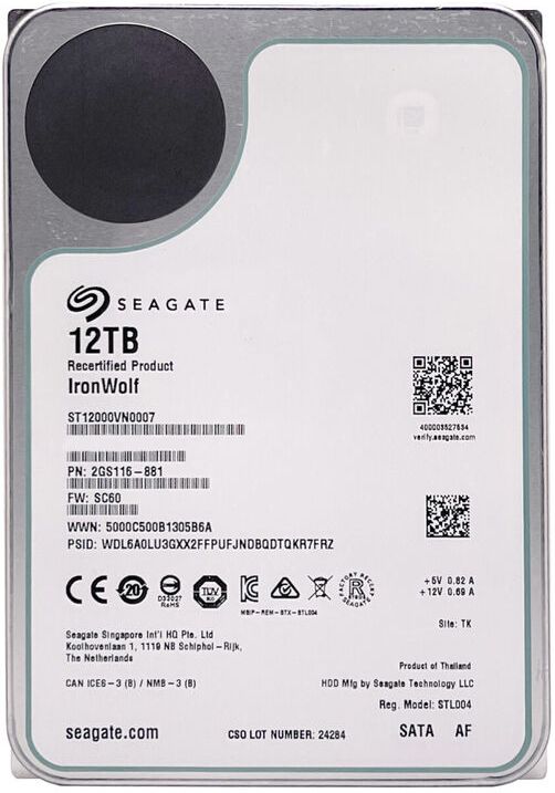 未使用　SEAGATE 12TB ST12000VN0007 Seagate IronWolf ST12000VN0007 12TB SATA 3.5 HDD