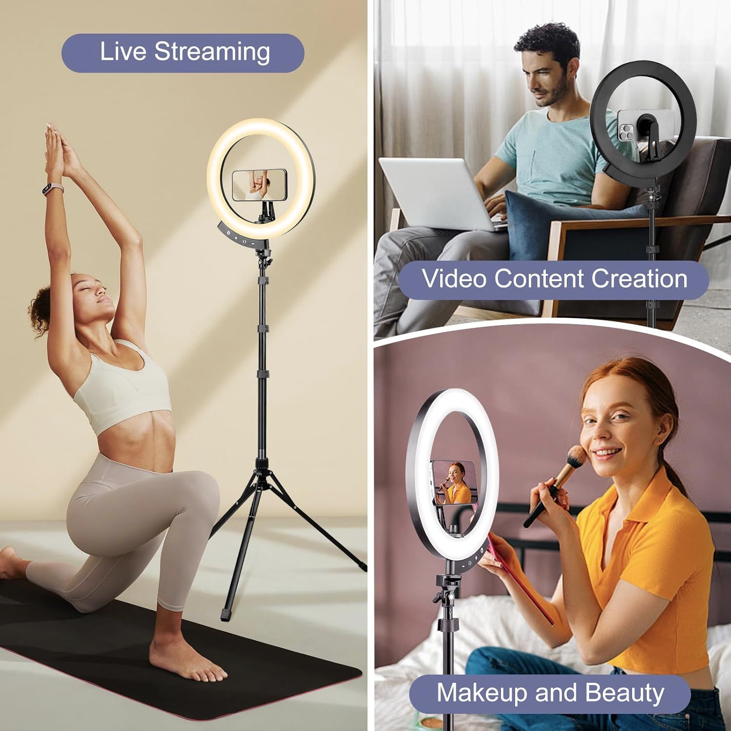 Sensyne 12" Ring Light with 62" Tripod Stand - Black by Sensyne - Refurbished - Very Good condition - Image 2
