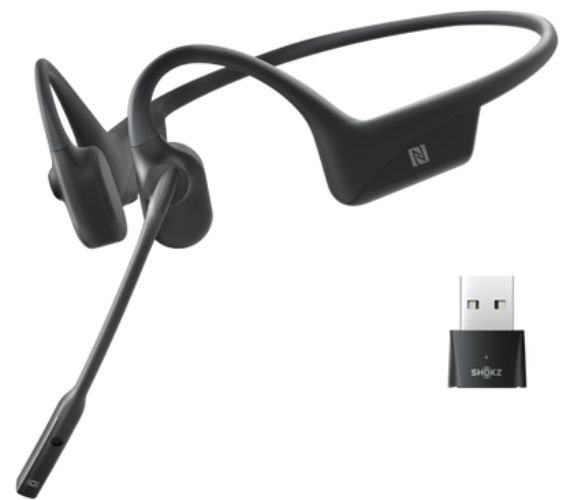 Shokz OpenComm UC Bone Conduction Stereo Bluetooth Headset with Microphone - Black by Shokz - Refurbished - Very Good condition - US$212.49