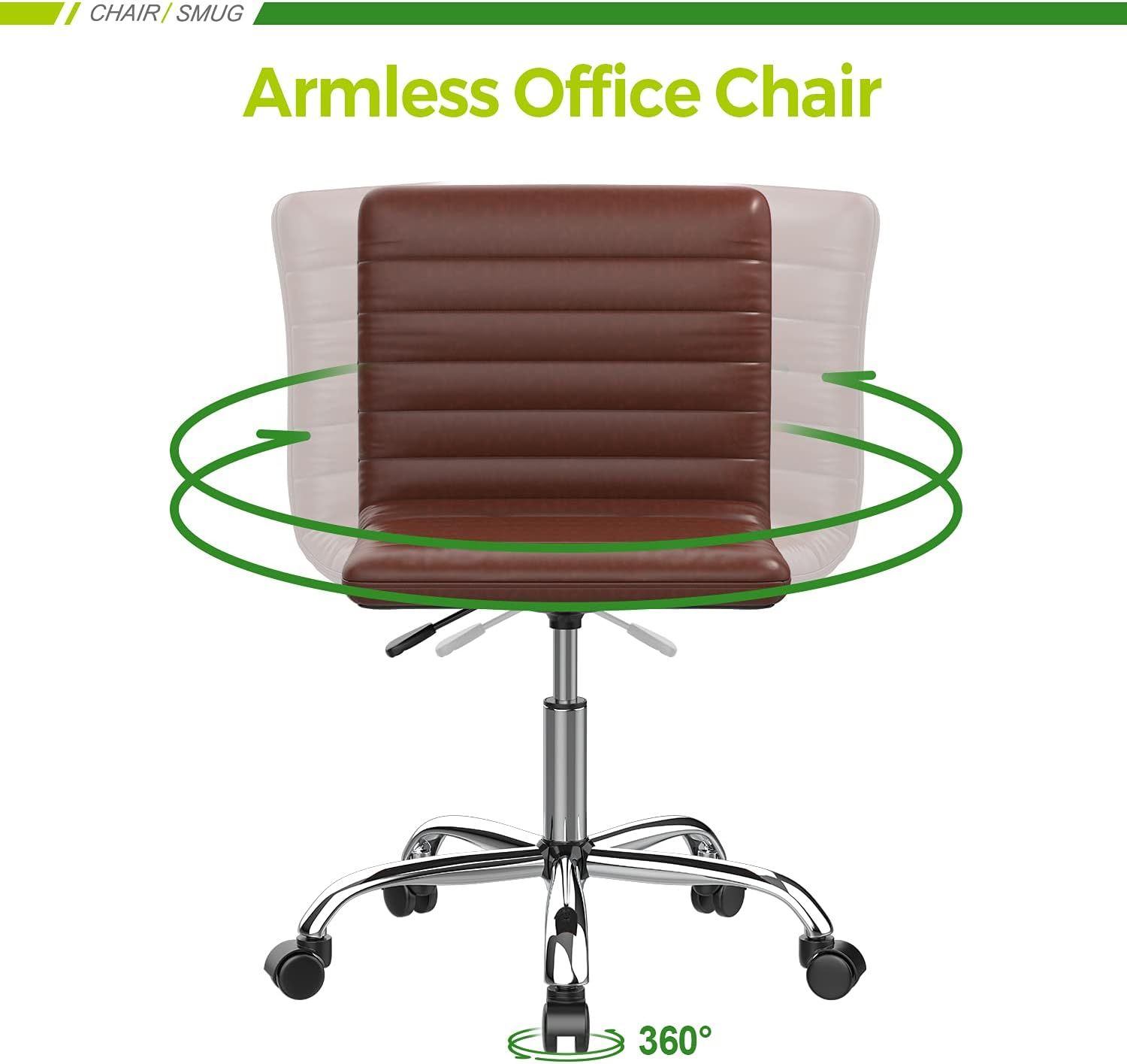 Smug Armless Leather Swivel Desk Office Chair - Brown by Smug - Image 2