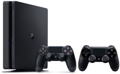Sony PlayStation 4 Slim Gaming Console with 2 Controllers (Bundle) - 500GB - Jet Black by Sony - Refurbished - Very Good condition - US$302.99
