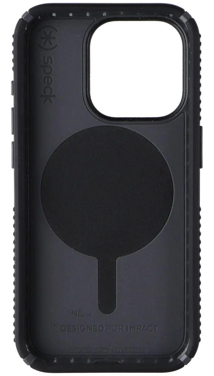 Speck IPhone 15 Pro Max Case - ClickLock No-Slip Interlock, Built For MagSafe, Drop Protection Grip - Soft Touch 6.7 Inch Phone Case - Presidio2 Grip Charcoal Grey/Cool Bronze/White