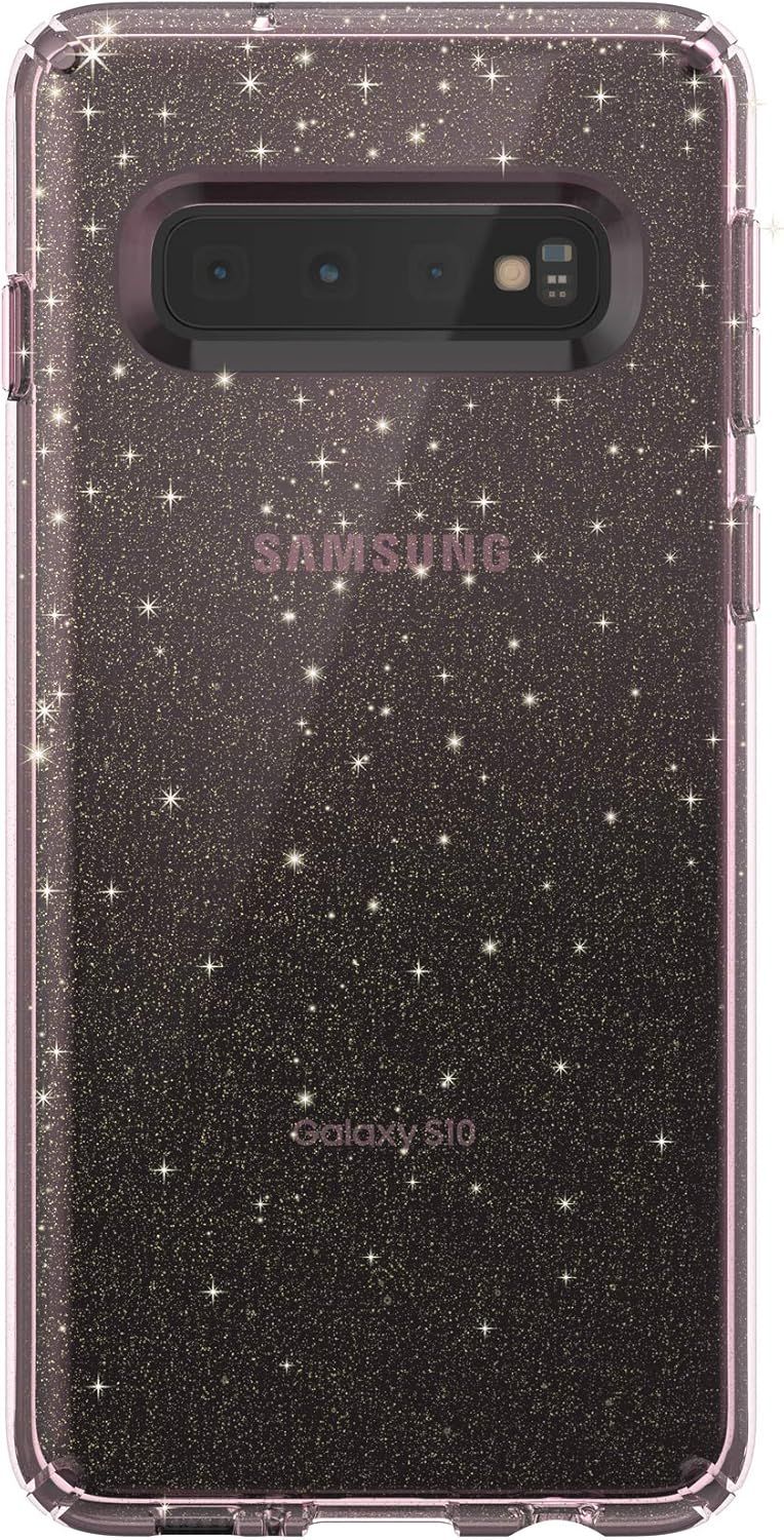Speck Presidio Clear + Glitter Phone Case for Samsung Galaxy S10 - Bella Pink with Gold Glitter by Speck - Refurbished - Brand New condition - US$13.93
