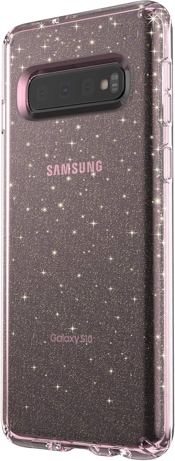 Speck Presidio Clear + Glitter Phone Case for Samsung Galaxy S10 - Bella Pink with Gold Glitter by Speck - Image 3