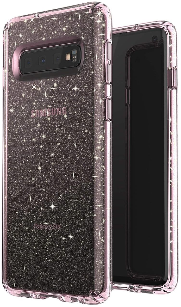 Speck Presidio Clear + Glitter Phone Case for Samsung Galaxy S10 - Bella Pink with Gold Glitter by Speck - Image 4