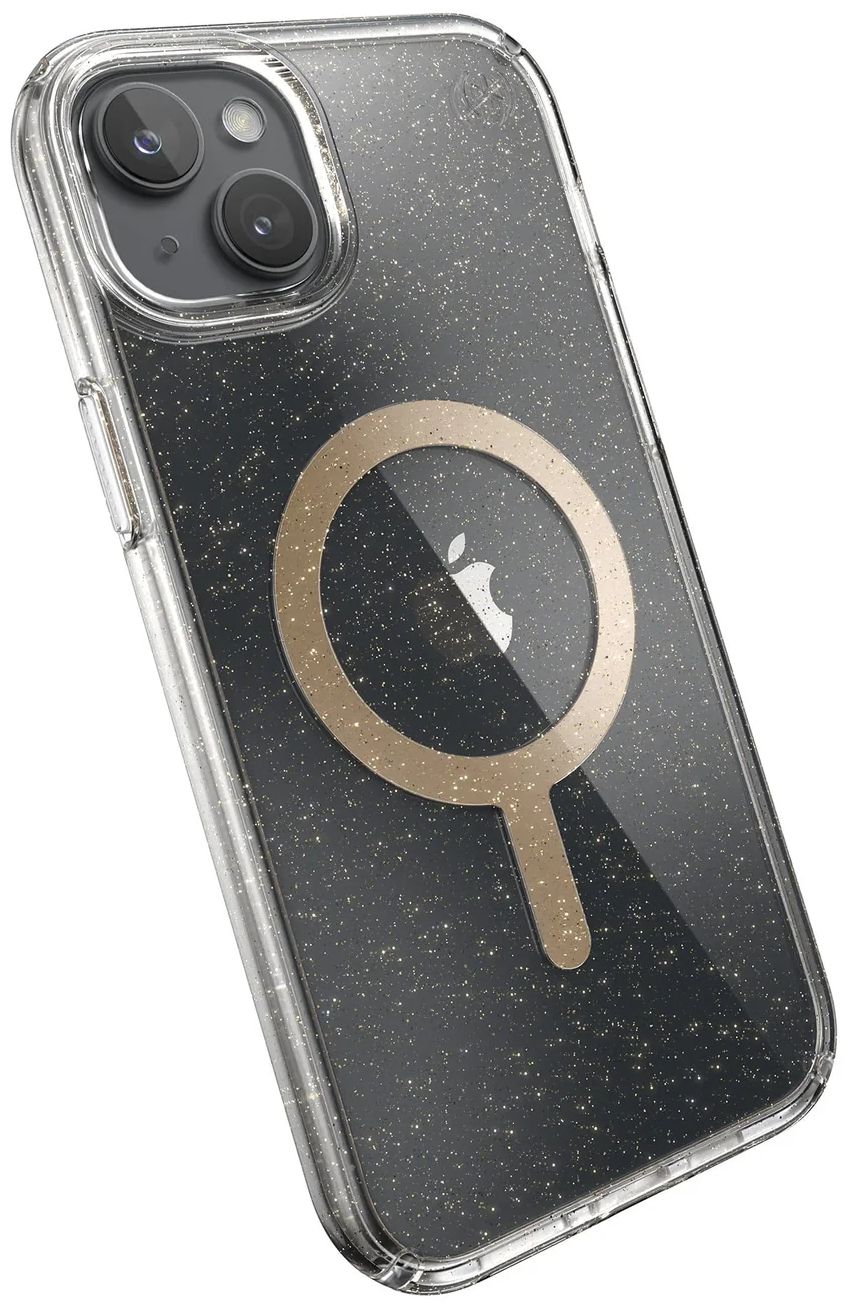 Speck Presidio Lux Glitter with MagSafe Phone Case for iPhone 15 Plus - Clear/Gold Glitter by Speck - Refurbished - Brand New condition - US$50.98