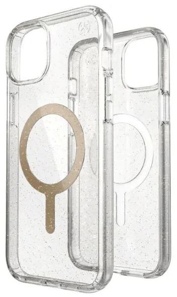 Speck Presidio Lux Glitter with MagSafe Phone Case for iPhone 15 Plus - Clear/Gold Glitter by Speck - Image 3