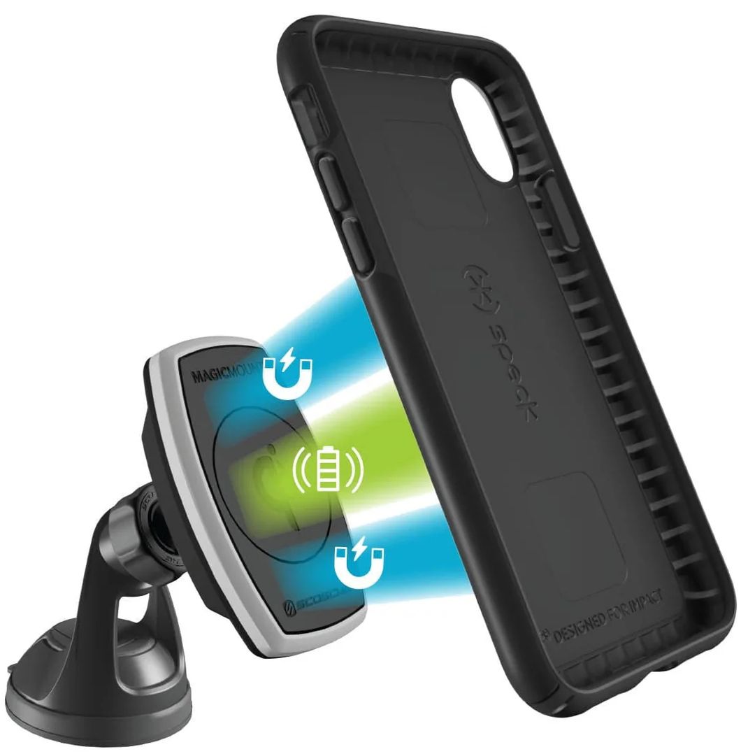 Speck Presidio Mount Phone Case with Scosche MagicMount Pro Charge for iPhone X - Black by Speck - Refurbished - Brand New condition - US$91.48