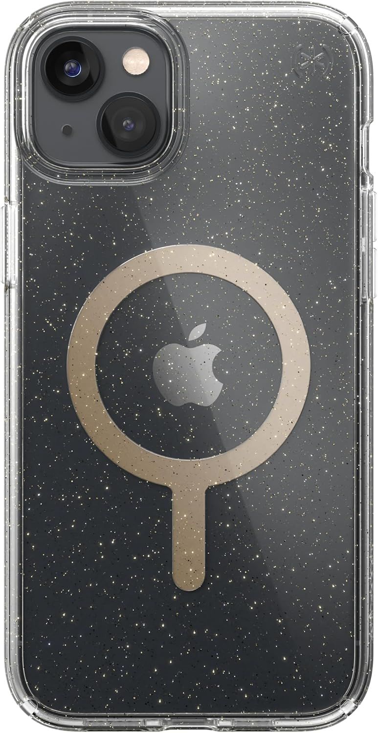 Speck Presidio Perfect-Clear Glitter MagSafe Phone Case for iPhone 14 - Clear/Gold Glitter by Speck - Refurbished - Good condition - Image 2