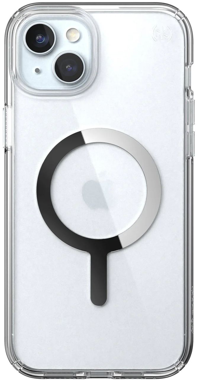 Speck Presidio Perfect-Clear MagSafe Phone Case for iPhone 15 Plus - Clear/Chrome by Speck - Refurbished - Good condition - US$52.49