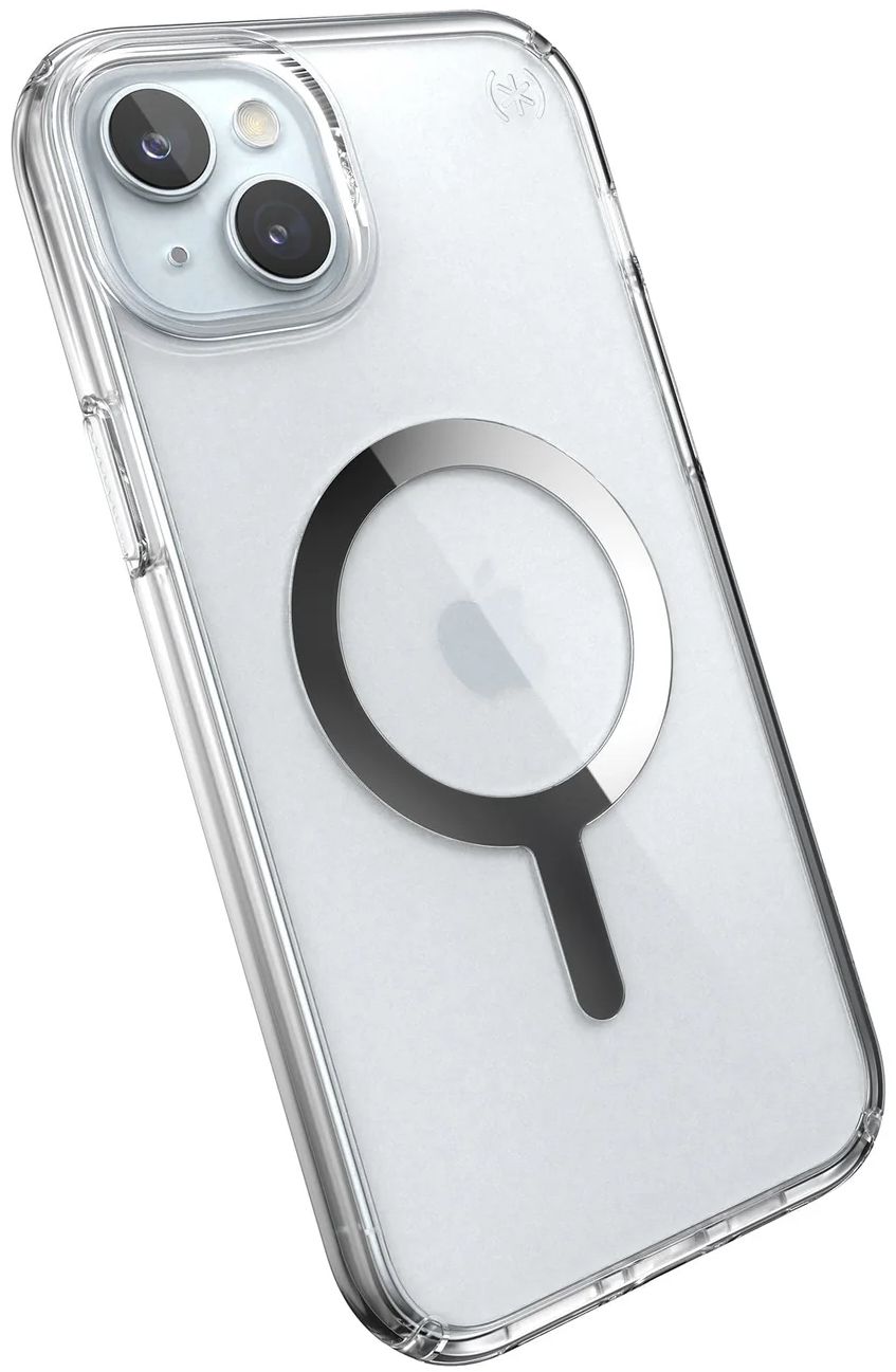 Speck Presidio Perfect-Clear MagSafe Phone Case for iPhone 15 Plus - Clear/Chrome by Speck - Refurbished - Good condition - Image 2
