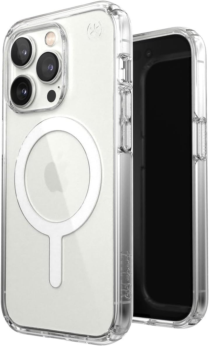 Speck Presidio Perfect-Clear Phone Case with MagSafe for iPhone 14 Pro - Clear/White by Speck - Refurbished - Good condition - US$40.98