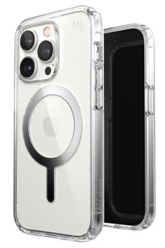 Speck Presidio Perfect-Clear Phone Case with MagSafe for iPhone 14 Pro - Silver/White by Speck - Refurbished - Good condition - US$40.98
