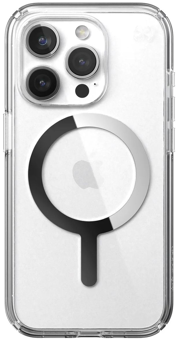 Speck Presidio Perfect-Clear Phone Case with MagSafe for iPhone 15 Pro - Clear/Chrome by Speck - Refurbished - Very Good condition - US$47.98