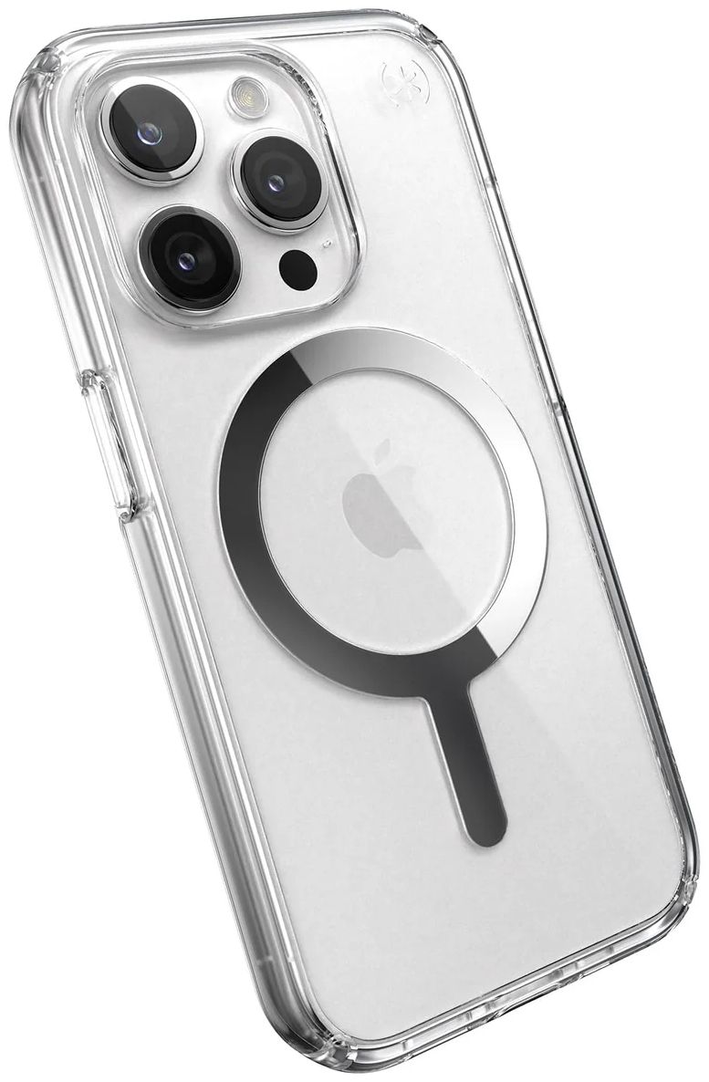 Speck Presidio Perfect-Clear Phone Case with MagSafe for iPhone 15 Pro - Clear/Chrome by Speck - Image 2