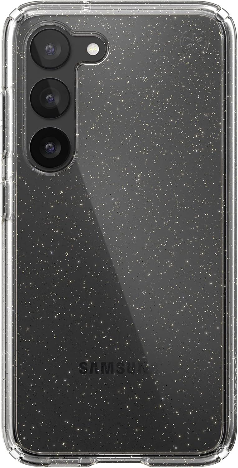 Speck Presidio Perfect-Clear with Glitter Phone Case for Samsung Galaxy S23 - Gold Glitter by Speck - Refurbished - Good condition - US$20.98