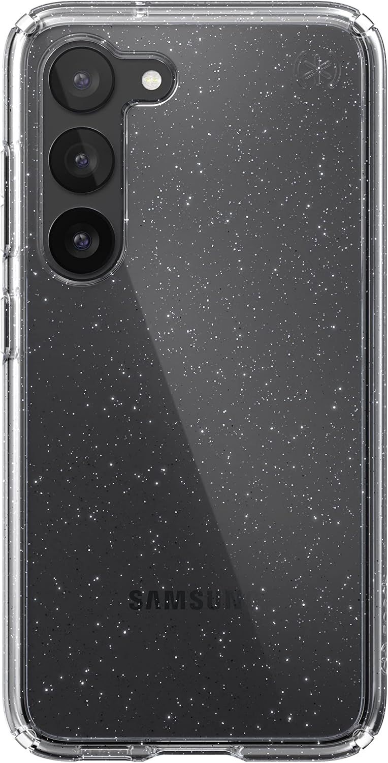 Speck Presidio Perfect-Clear with Glitter Phone Case for Samsung Galaxy S23 - Platinum Glitter by Speck - Refurbished - Good condition - US$20.98