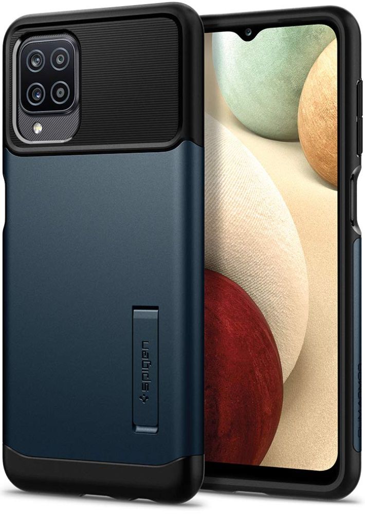 Spigen Slim Armor Series Phone Case for Samsung Galaxy A12 - Metal Slate by Spigen - Refurbished - Brand New condition - US$13.93