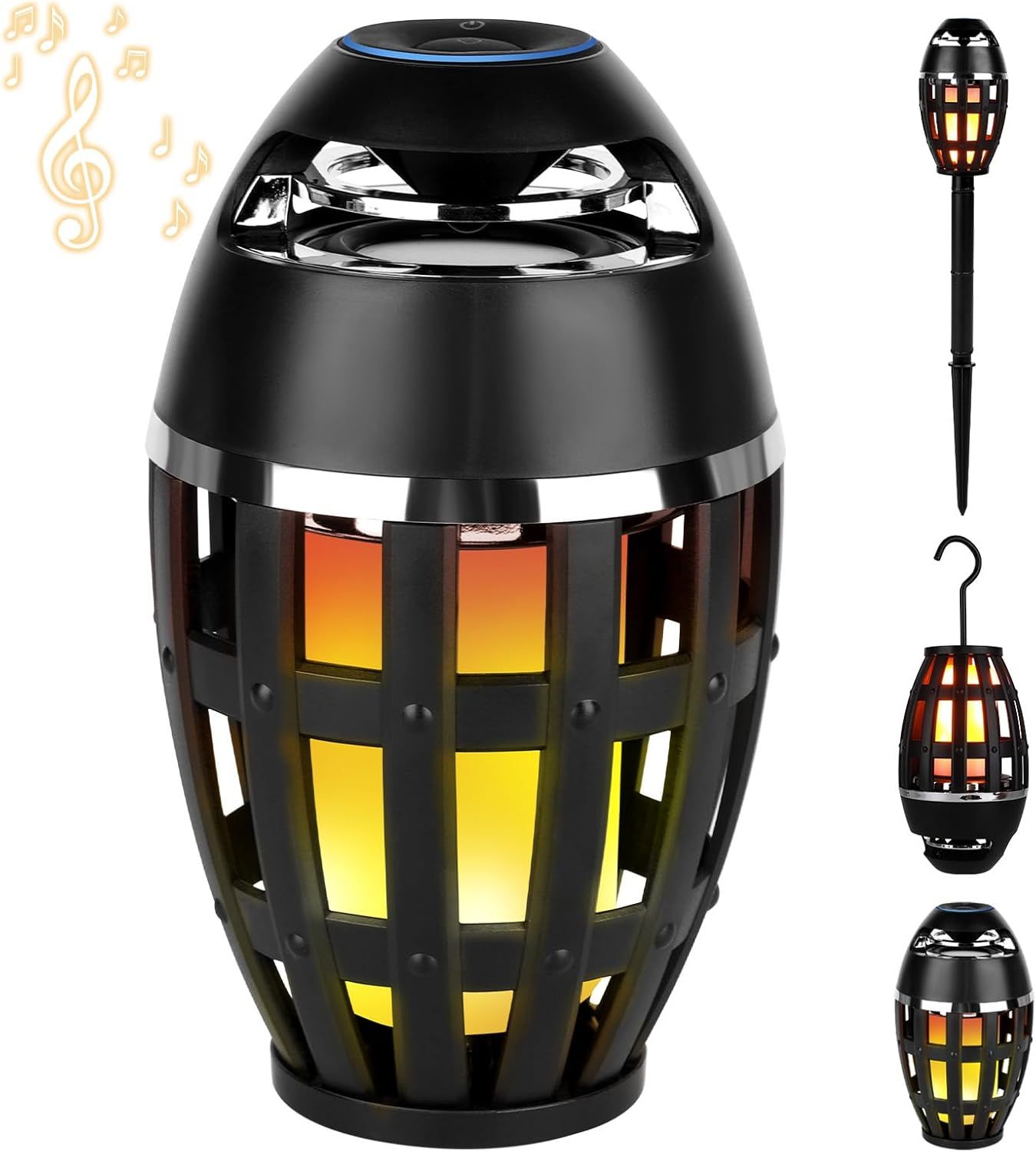 SS Sunsbell Outdoor Bluetooth Speaker Wireless 5.0 LED Flame Light - Black by SS Sunsbell - Refurbished - Very Good condition - US$33.38
