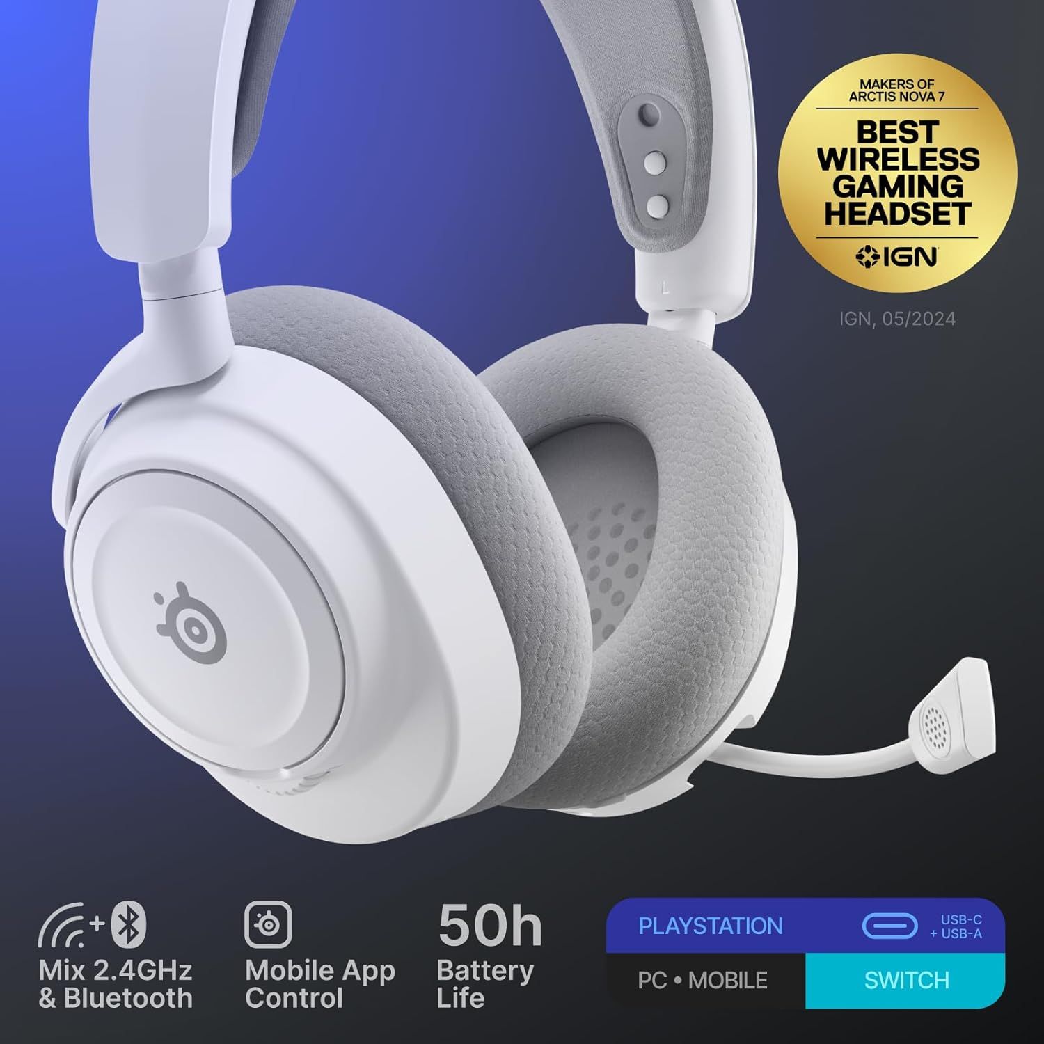 SteelSeries Arctis Nova 7P Gen 2 Wireless Gaming Headset - White by SteelSeries - Refurbished - Like New condition - Image 7