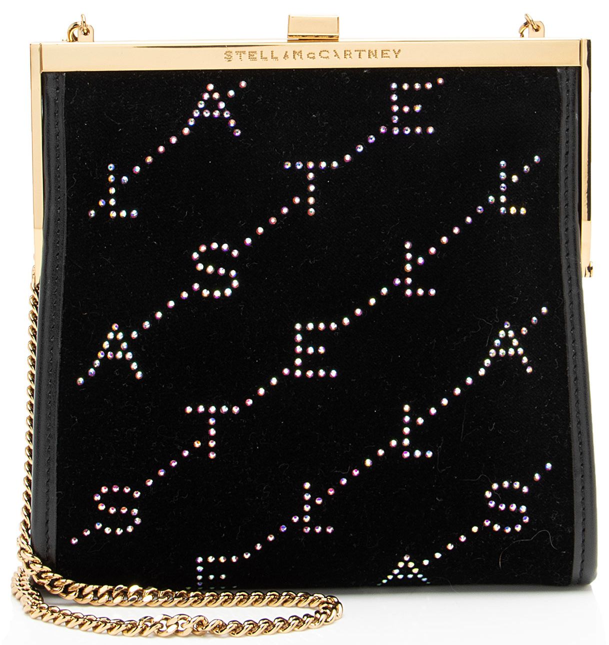 ｽﾃﾗﾏｯｶｰﾄﾆｰ Mini Round Bag Monogram Monogram Velvet Crystal STELLA MCCARTNEY Velvet Crystal Monogram Mini Round